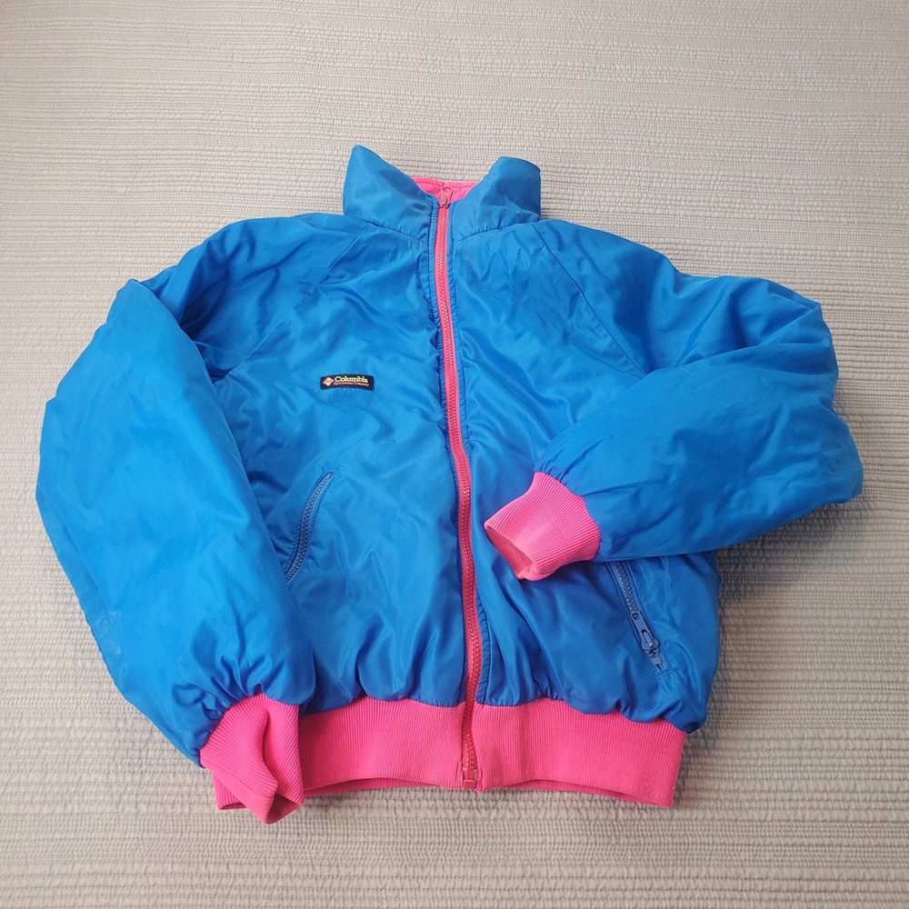 Columbia Reversible Bomber Jacket Ladies Large Pink Blue y2k Thinsulate SL 5040